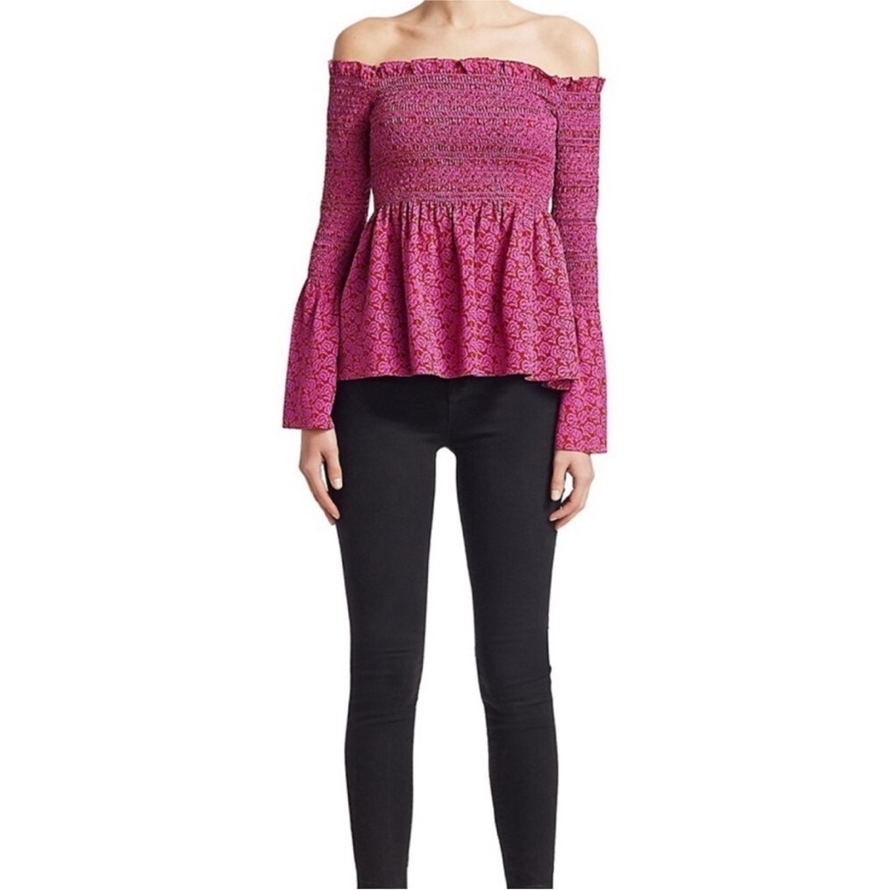 A.L.C. Silk Off-the-Shoulder Floral-Print Top